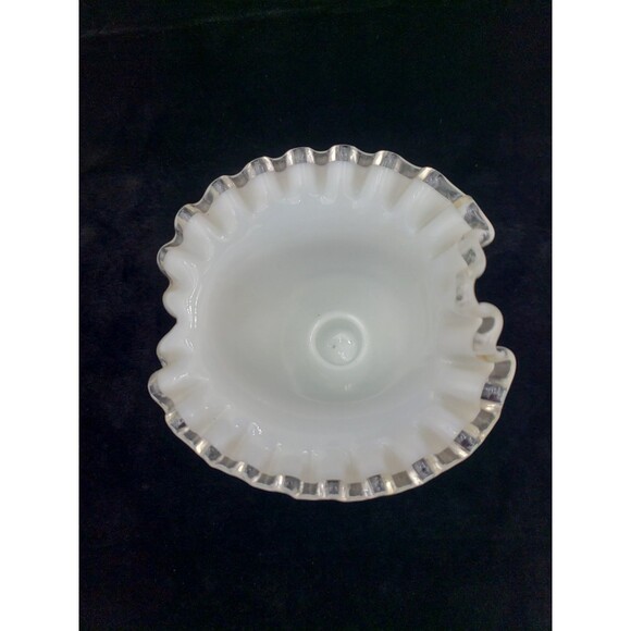 Pair Of Fenton Silver Crest Cornucopia Candleholders 1958-1970 MCM Milk Glass - Picture 6 of 11